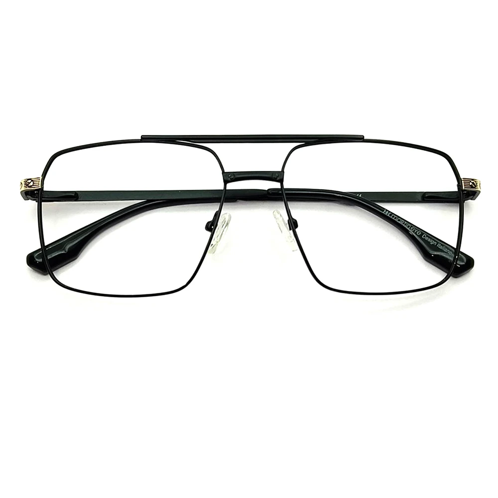 Black Double Bar Square Eyeglasses
