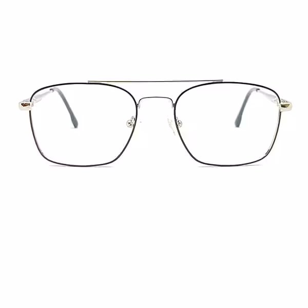 Silver Double Bar Rectangular Eyeglasses