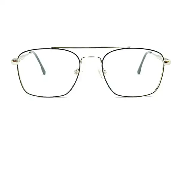 Silver Double Bar Rectangular Eyeglasses