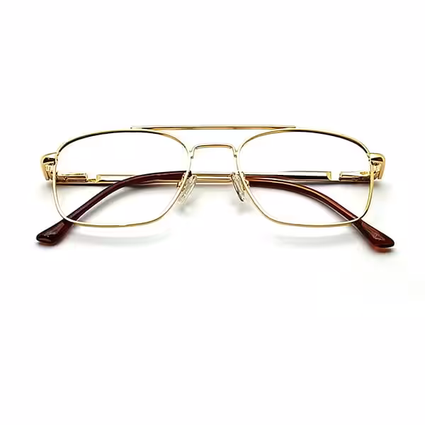 Golden Double Bar Rectangular Eyeglasses - 82012 6 Silver Double Bar Rectangular Eyeglasses