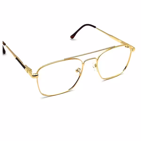 Golden Double Bar Rectangular Eyeglasses - 82012 3 Silver Double Bar Rectangular Eyeglasses