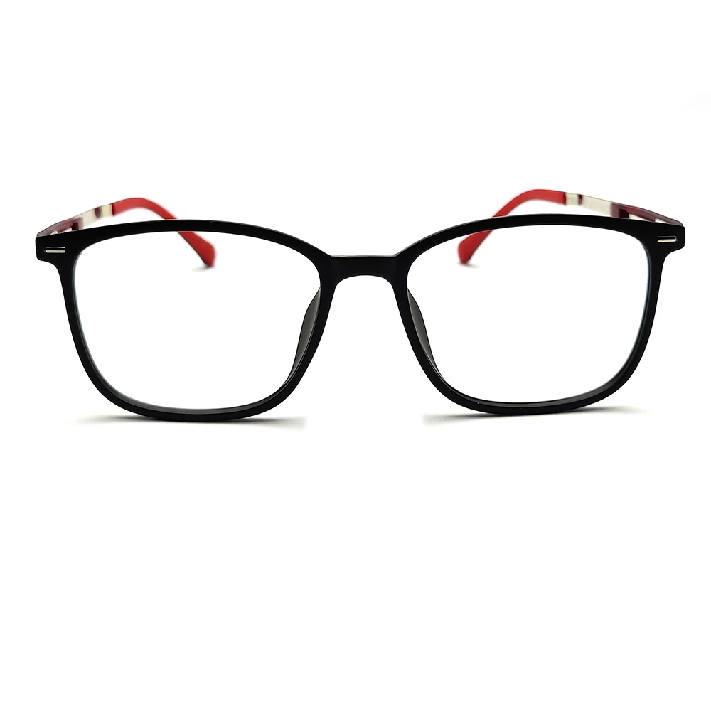 Black Red Square Eyeglasses