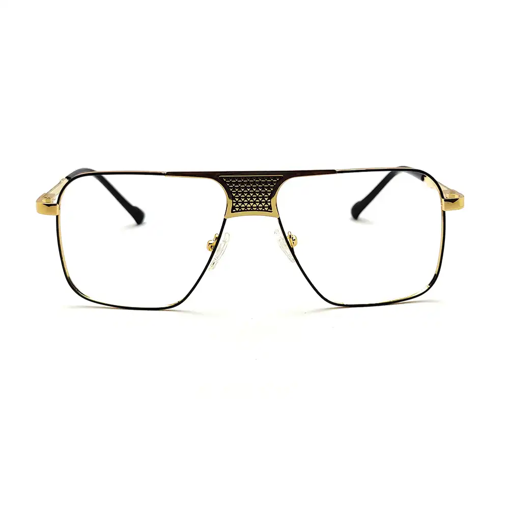 Brown Gold Stylish Metal Eyeglasses at chashmah.com
