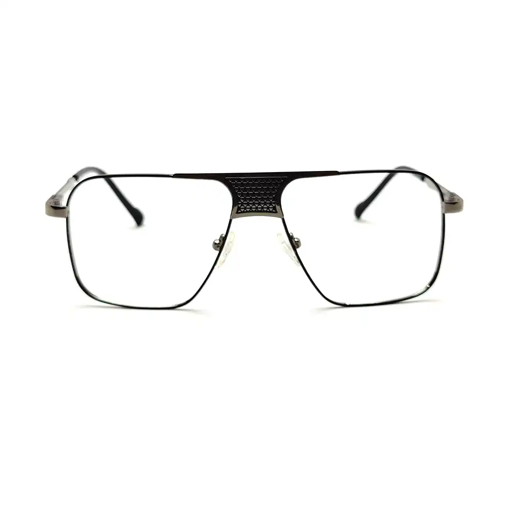Black Silver Stylish Metal Eyeglasses at Chashmah.com