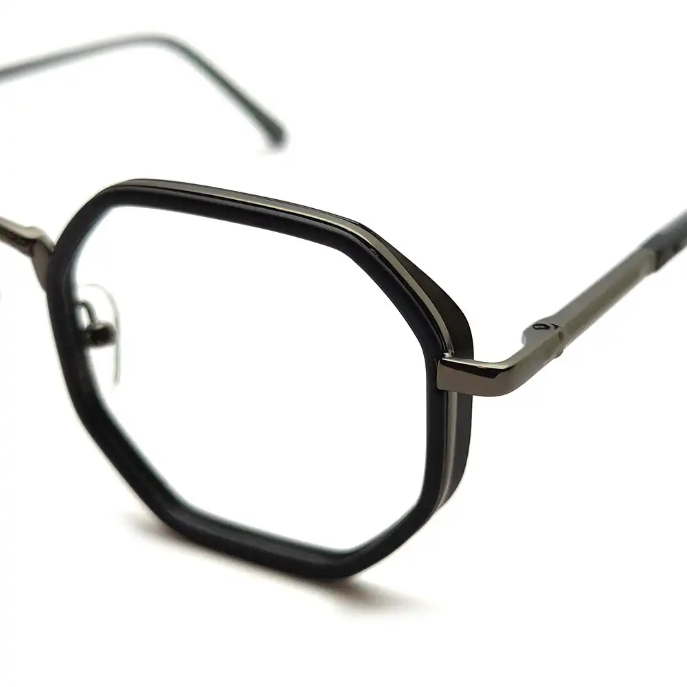 Black Hexagon Fashion Eyeglasses - 1018 4 Black Hexagon Fashion Eyeglasses