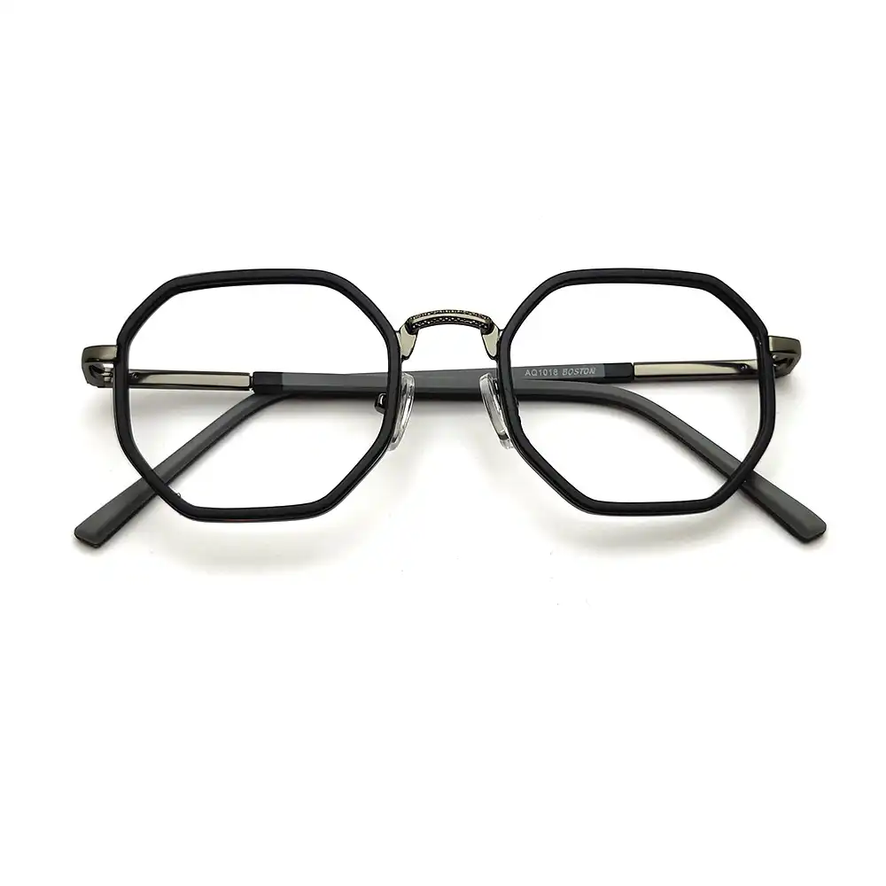 Black Hexagon Fashion Eyeglasses - 1018 9 Black Hexagon Fashion Eyeglasses
