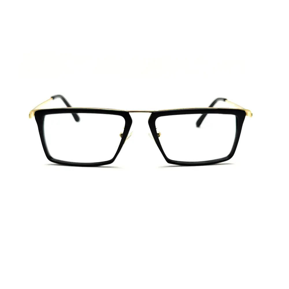 Black Gold Rectangular Eyeglasses at chashmah