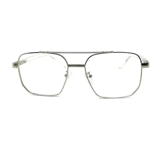 Oversized White Silver Eyeglasses at chashmah