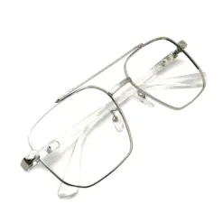 Oversized White Silver Eyeglasses at chashmah