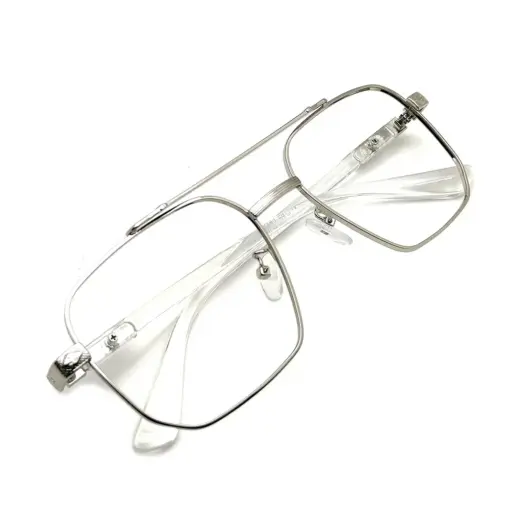 Oversized White Silver Eyeglasses at chashmah