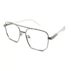 Oversized White Silver Eyeglasses at chashmah