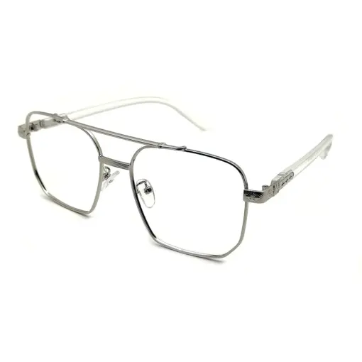 Oversized White Silver Eyeglasses at chashmah