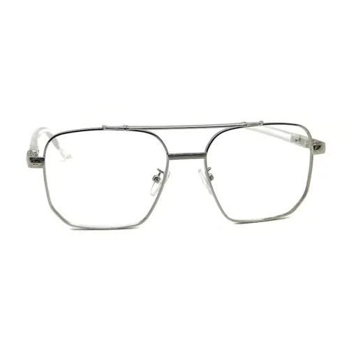 Oversized White Silver Eyeglasses at chashmah