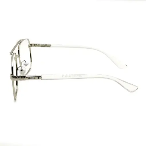 Oversized White Silver Eyeglasses at chashmah