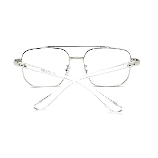Oversized White Silver Eyeglasses at chashmah