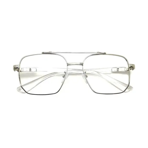 Oversized White Silver Eyeglasses at chashmah