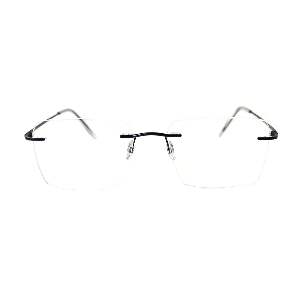 Blue Thin Rimless Eyeglasses at chashma