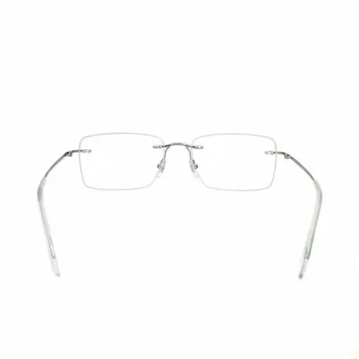 Matte Silver Rimless Eyeglasses at chashmah
