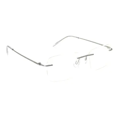 Matte Silver Rimless Eyeglasses at Chashma