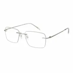 Matte Silver Rimless Eyeglasses at chashmah