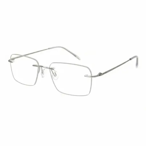 Matte Silver Rimless Eyeglasses at chashmah