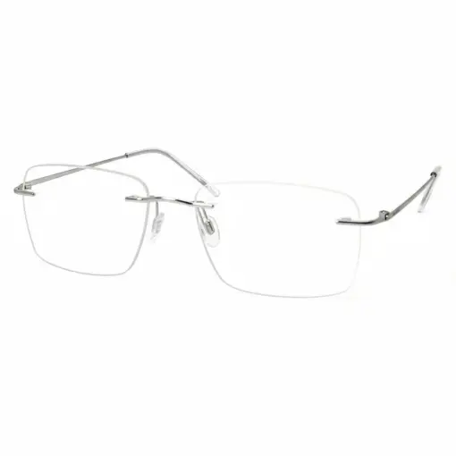 Matte Silver Rimless Eyeglasses at chashmah