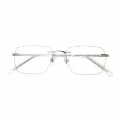 Matte Silver Rimless Eyeglasses at chashmah