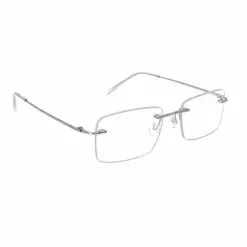 Matte Silver Rimless Eyeglasses at chashmah