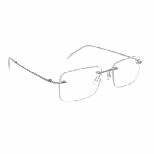 Matte Silver Rimless Eyeglasses at chashmah