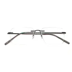 Black Thin Rimless Eyeglasses at chashma