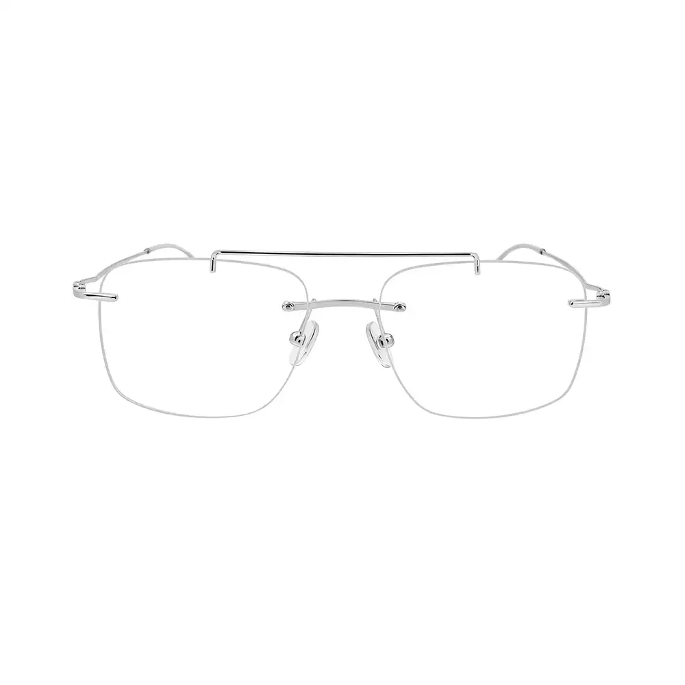 Silver Rimless Turban Aviator Eyeglasses - 30038 2 Silver Rimless Turban Aviator Eyeglasses - 30038