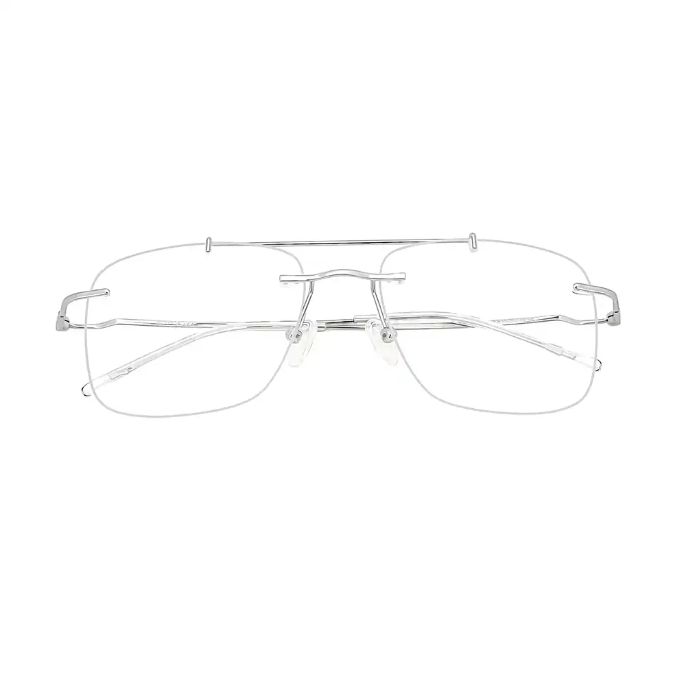 Silver Rimless Turban Aviator Eyeglasses - 30038 3 Silver Rimless Turban Aviator Eyeglasses - 30038