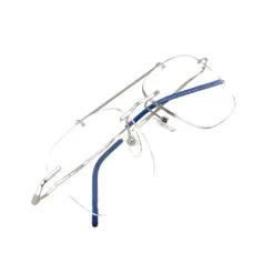 Silver Rimless Turban Aviator Eyeglasses at chashma