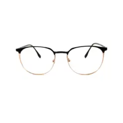 Black Gold Round Eyeglasses At chashmah
