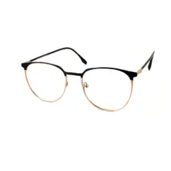 Black Gold Round Eyeglasses At chashmah