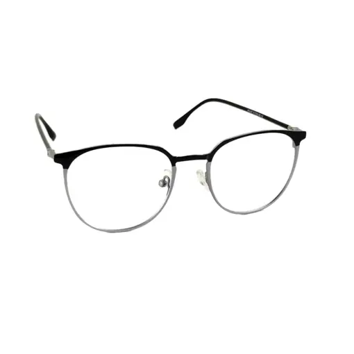 Black silver Round Eyeglasses at chashmah