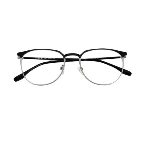 Black silver Round Eyeglasses at chashmah