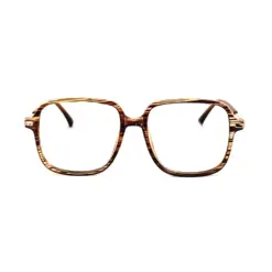 Brown Retro Square Eyeglasses