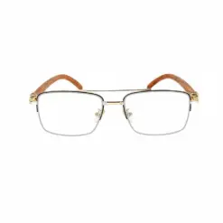 Golden Metal Wooden Eyeglasses at chashmah
