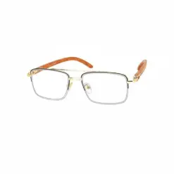 Golden Metal Wooden Eyeglasses at chashmah