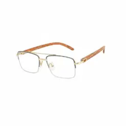 Golden Metal Wooden Eyeglasses at chashmah
