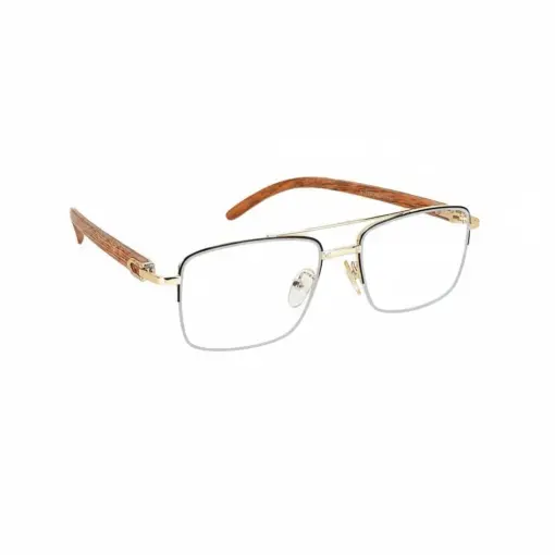 Golden Metal Wooden Eyeglasses at chashmah