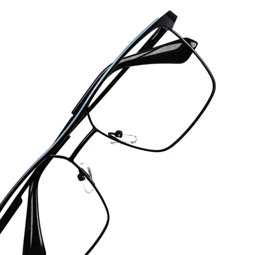 Black Modern Metal Eyeglasses at chashmah
