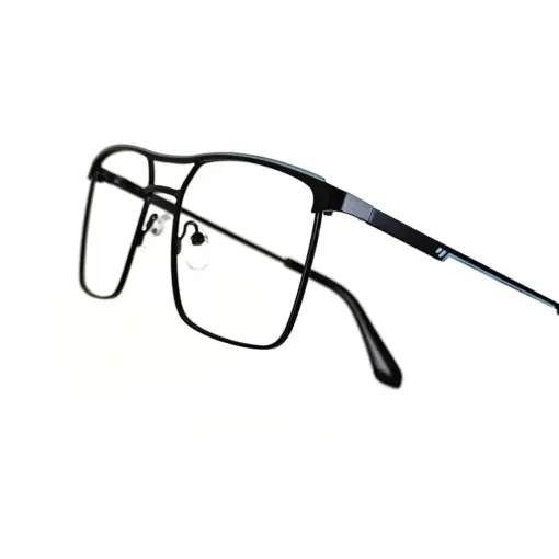 Black Modern Metal Eyeglasses at chashmah