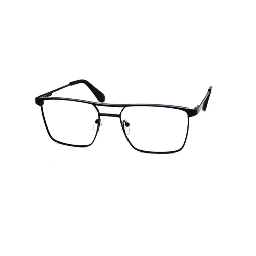 Black Modern Metal Eyeglasses at chashmah