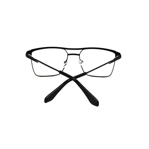 Black Modern Metal Eyeglasses at chashmah