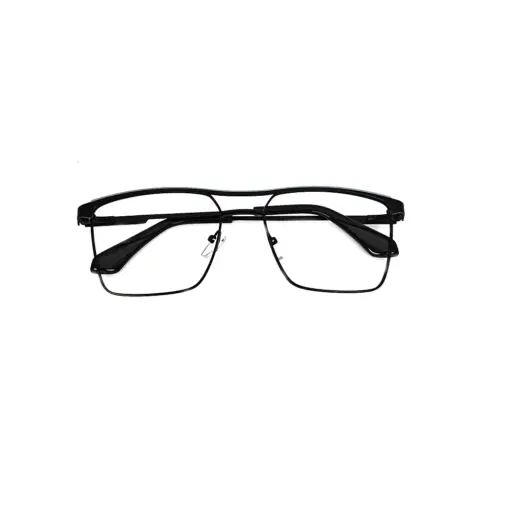 Black Modern Metal Eyeglasses at chashmah