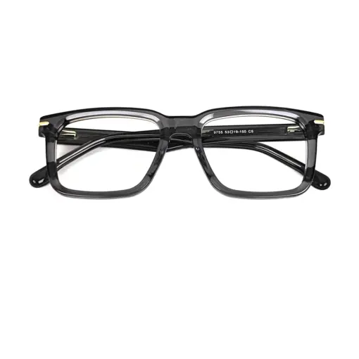 Glass Grey Bold Eyeglasses