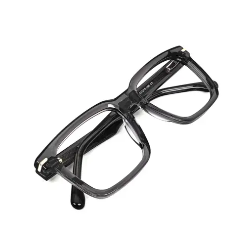 Glass Grey Bold Eyeglasses