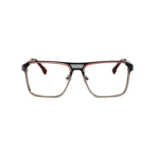 Silver Bold Metal Eyeglasses - 18716